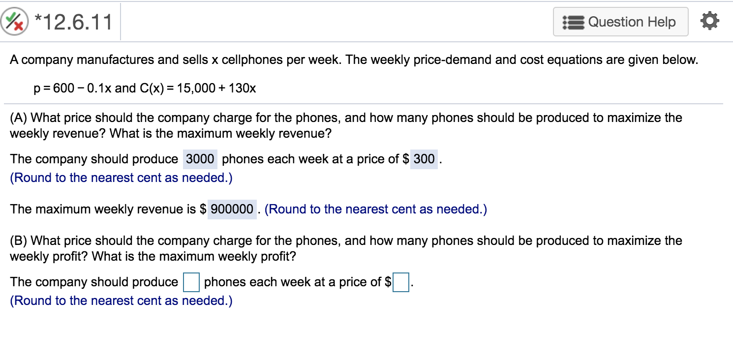 Solved 2x) *12.6.11 Question Help A company manufactures and | Chegg.com