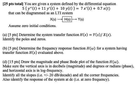 Solved [25 pts total] You are given a system defined by the | Chegg.com