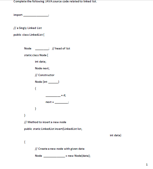 Solved Complete the following JAVA source code related to | Chegg.com