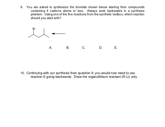 Solved Use The Following Synthetic Toolbox To Answer Chegg Com