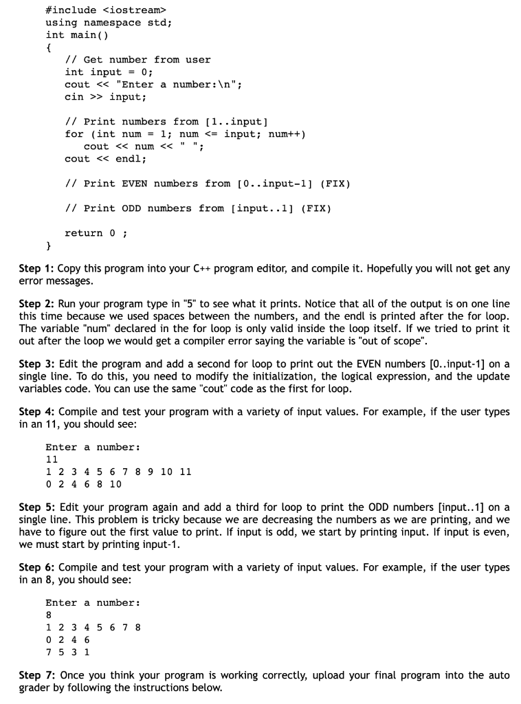 Solved Step 1: Copy this program into your C++program | Chegg.com
