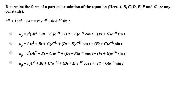 Solved Determine The Form Of A Particular Solution Of The Chegg Com