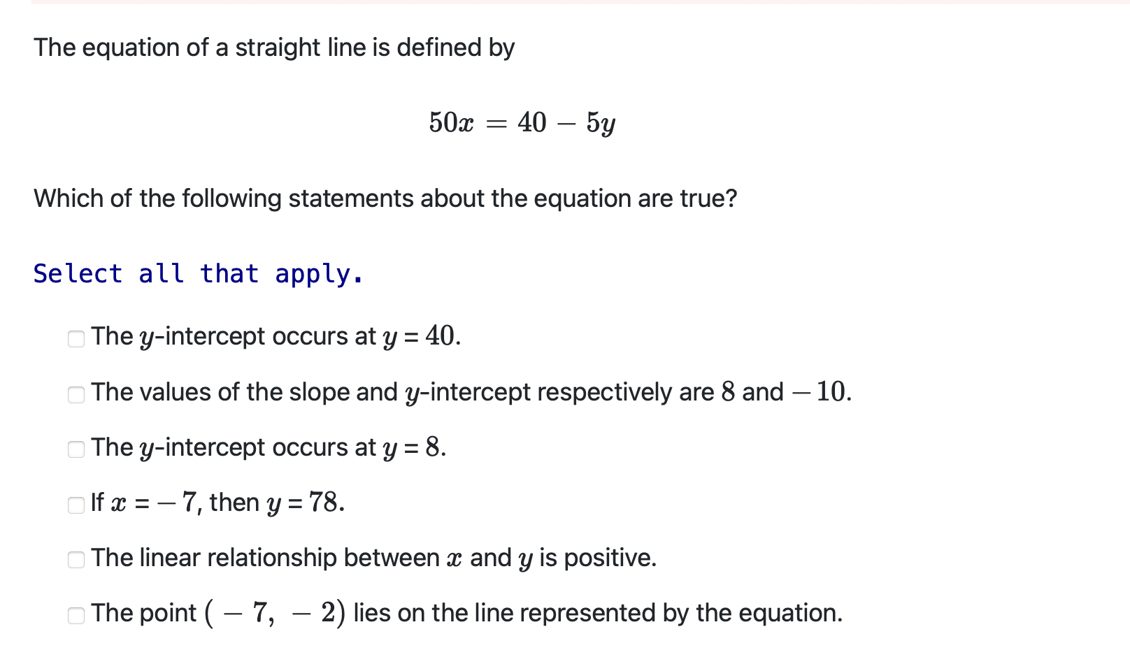 Solved The equation of a straight line is defined by | Chegg.com