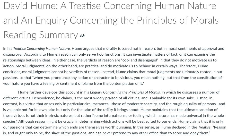Solved In Hume’s view, morality is ultimately determined