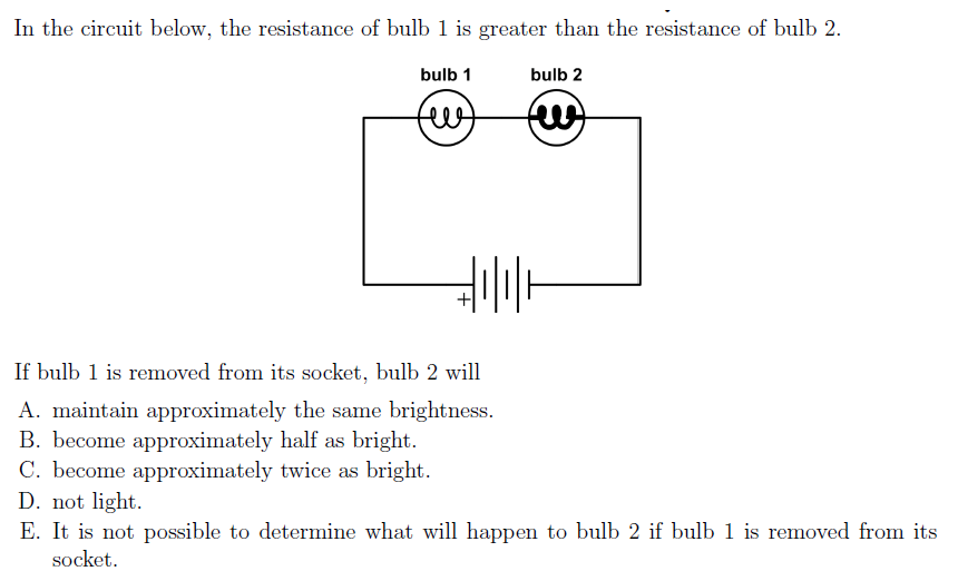 Solved In the circuit below, the resistance of bulb 1 is