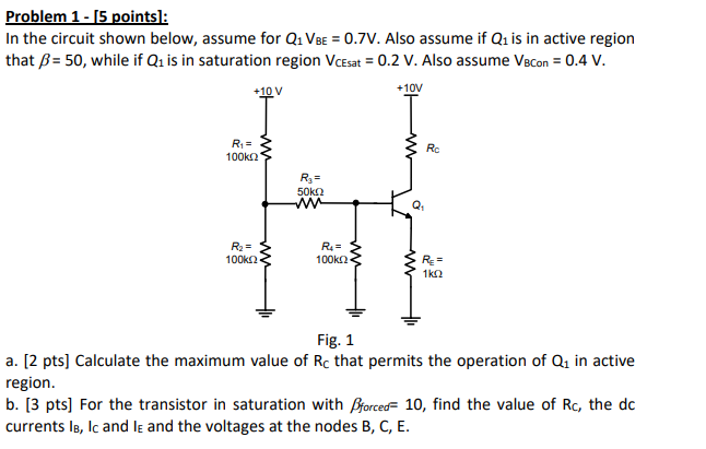 Solved Problem 1 - 15 points): In the circuit shown below, | Chegg.com