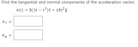 Solved Find the tangential and normal components of the | Chegg.com