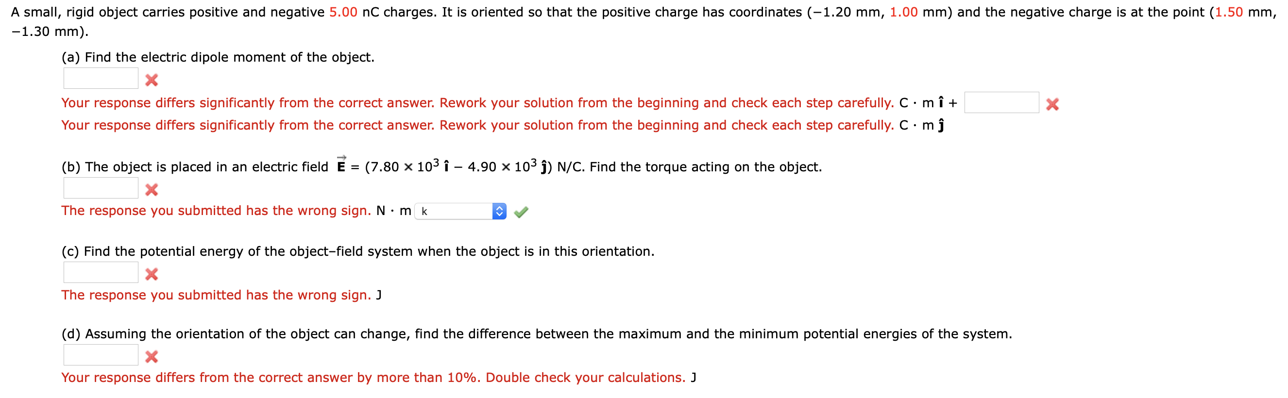 Solved A Small Rigid Object Carries Positive And Negativ Chegg Com