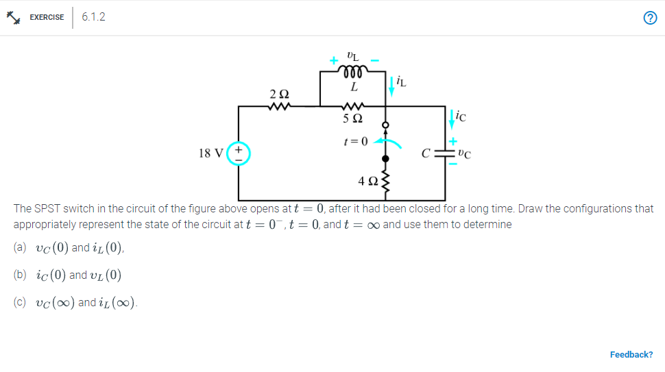 Solved The SPST switch in the circuit of the tigure above | Chegg.com