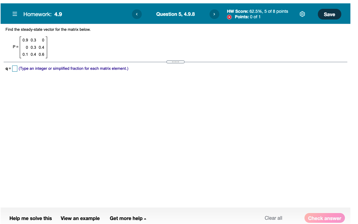 Solved = Homework: 4.9 Question 6, 4.9.11 Part 1 of 2 HW | Chegg.com