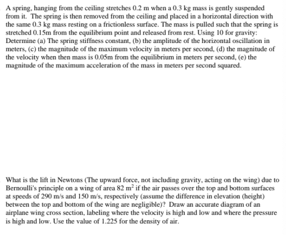 Solved A spring, hanging from the ceiling stretches 0.2 m | Chegg.com