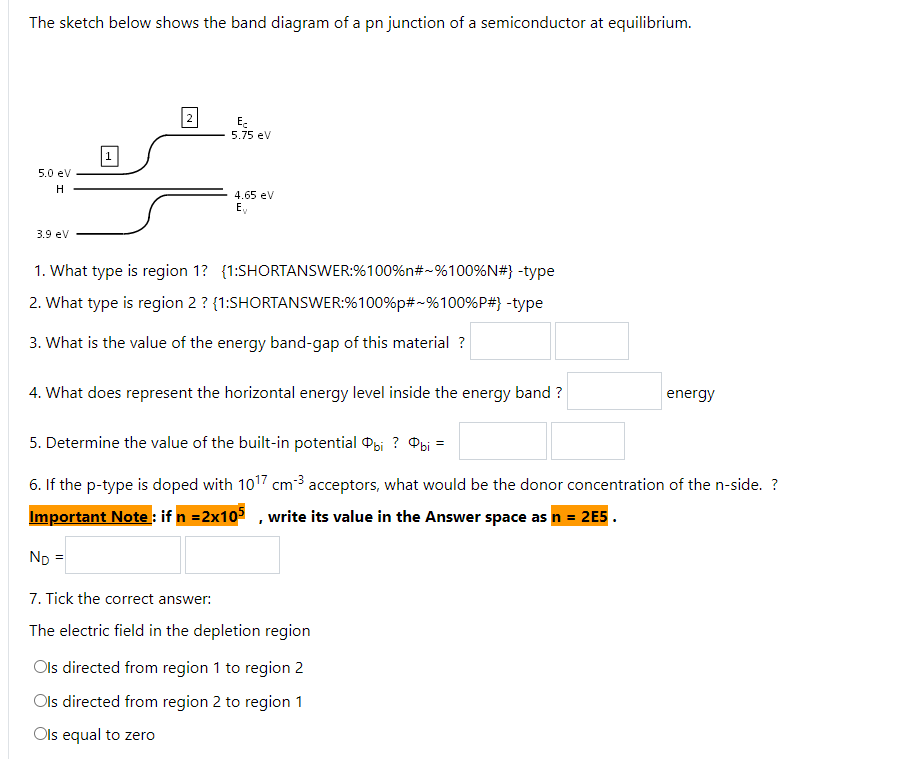 Solved The sketch below shows the band diagram of a pn | Chegg.com