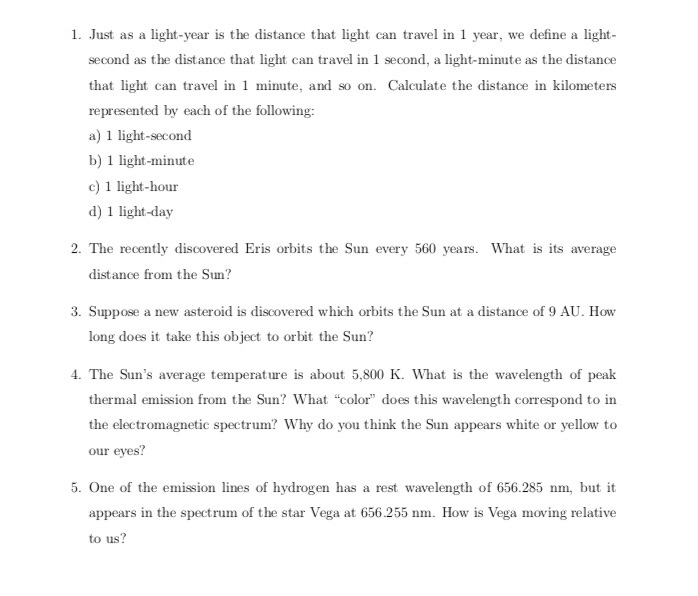 Solved 1. Just as a lightyear is the distance that light