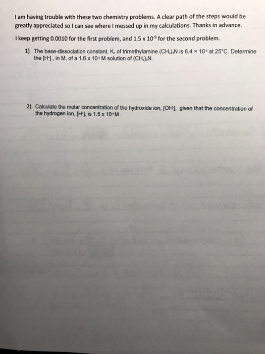 Solved I Am Having Trouble With These Two Chemistry | Chegg.com