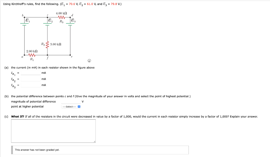 Solved Using Kirchhoff's rules, find the following. (En = | Chegg.com