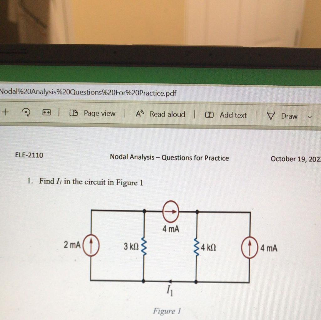 Solved 1. Find II in the circuit in Figure 1 Figure I | Chegg.com