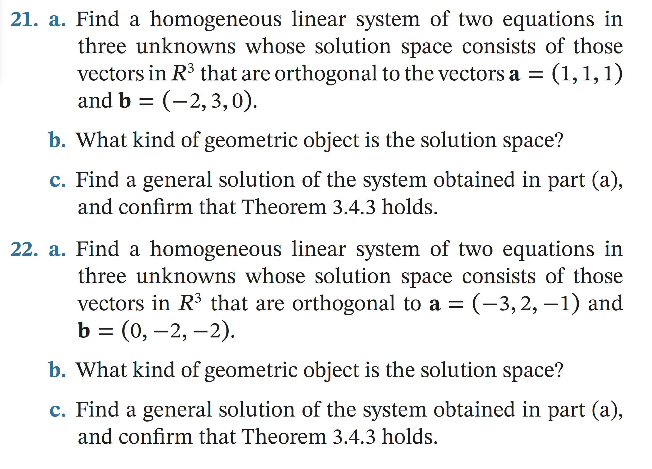 21. a. Find a homogeneous linear system of two