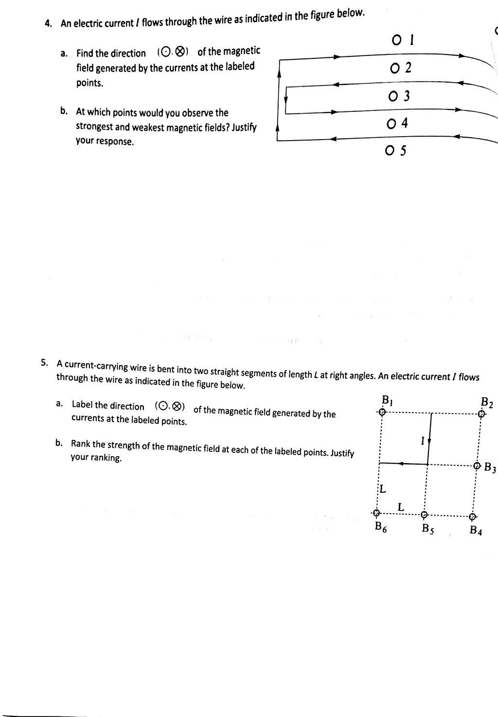 Solved 4. An electric current / flows through the wire as | Chegg.com