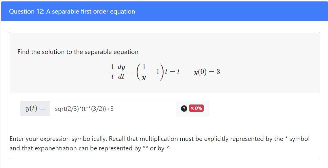 Solved Find the solution to the separable equation | Chegg.com