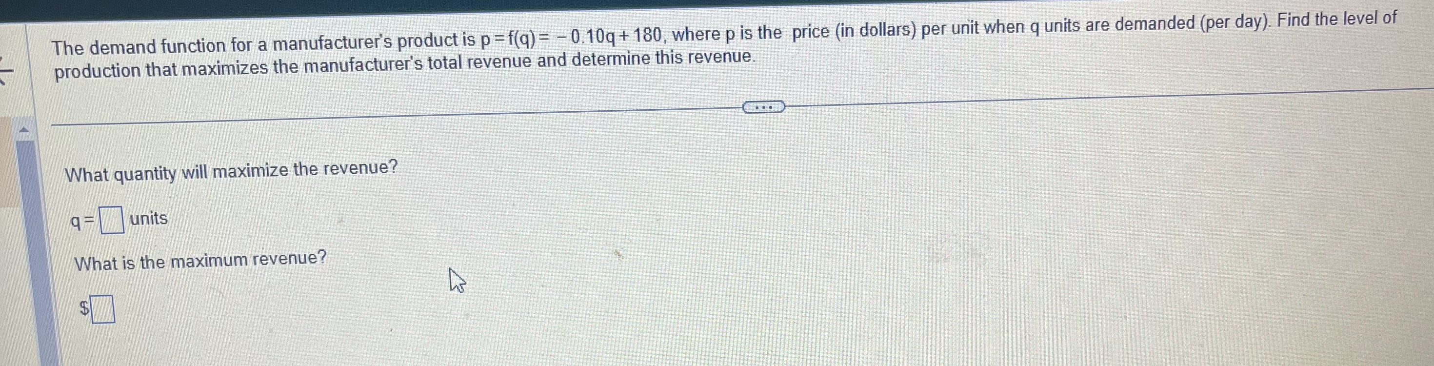 Solved The demand function for a manufacturer's product is | Chegg.com