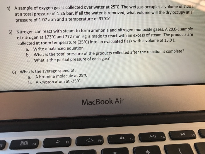 Solved A sample of oxygen gas is collected over water at 25 | Chegg.com