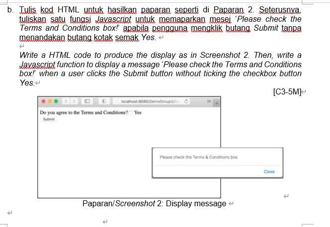 Solved a.Write the HTML code to produce the display as in | Chegg.com