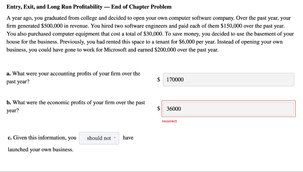 Solved Entry Exit And Long Run Profitability End Of Chegg