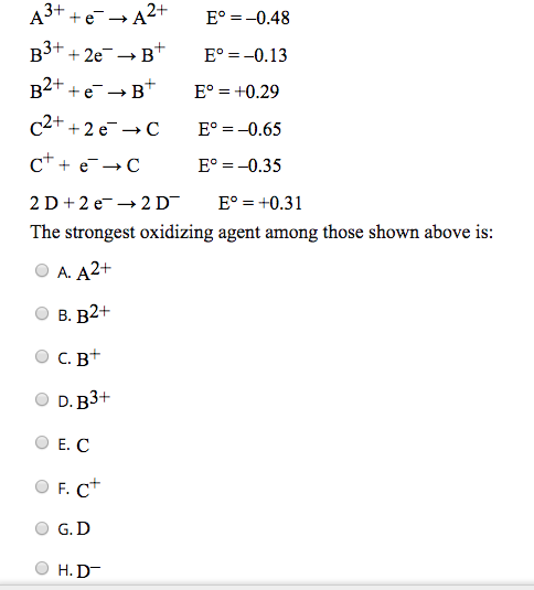 Solved Which Reduction Half Reaction Can Combine With The Chegg Com