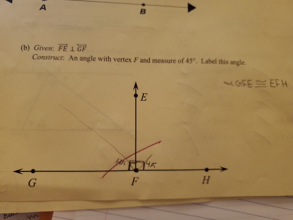 Solved B Given Fe I Gf Construct An Angle With Vertex Chegg Com