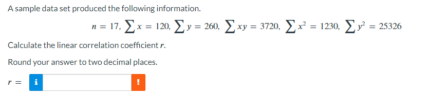 Solved A sample data set produced the following information. | Chegg.com