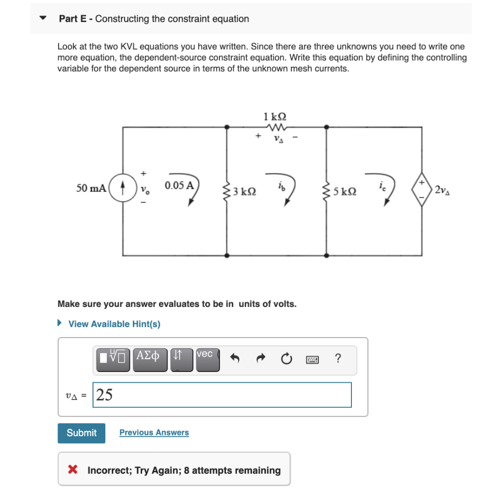 Solved Part E - Constructing the constraint equation Look at | Chegg.com