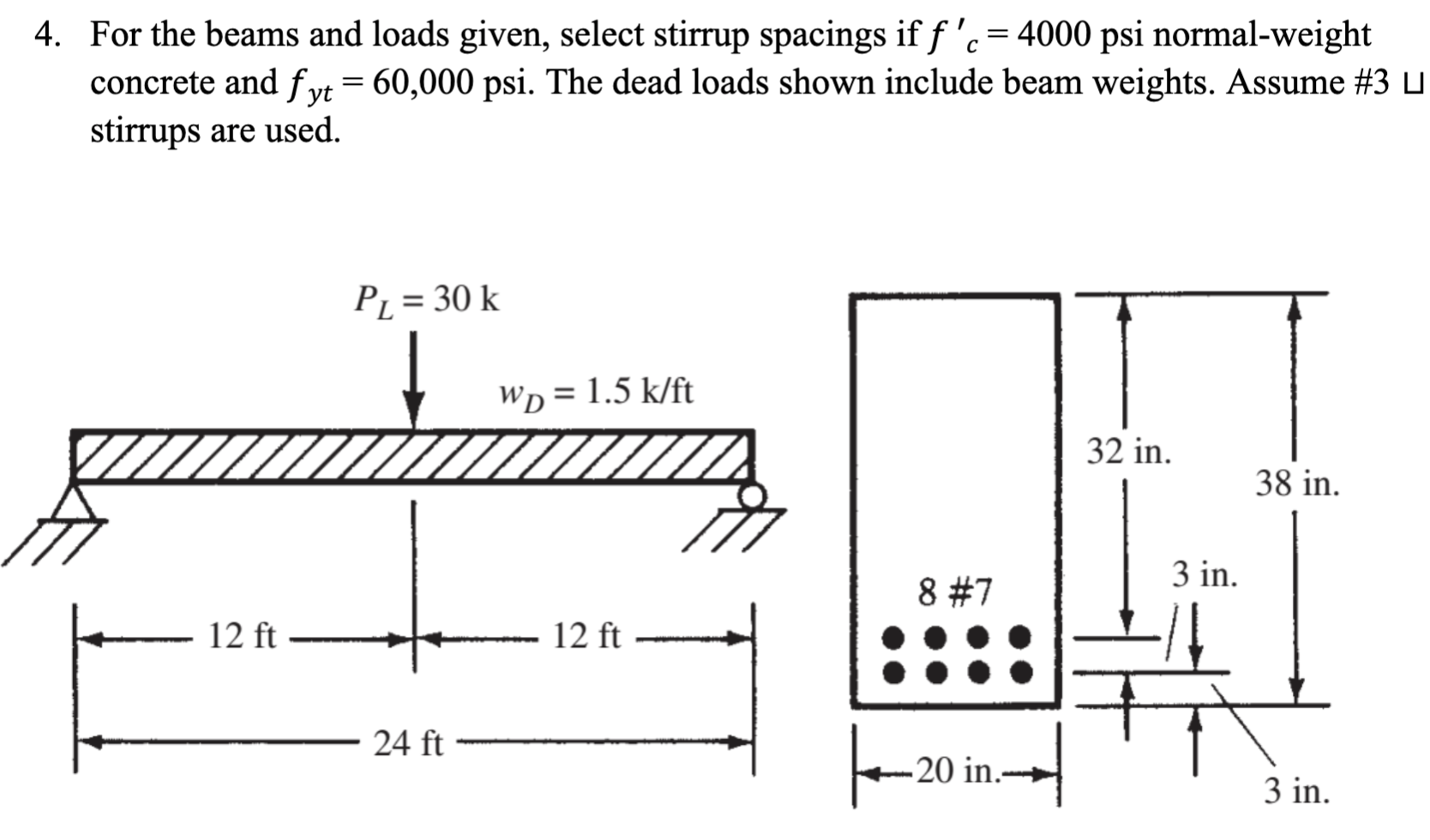 Solved For The Beams And Loads Given, Select Stirrup 