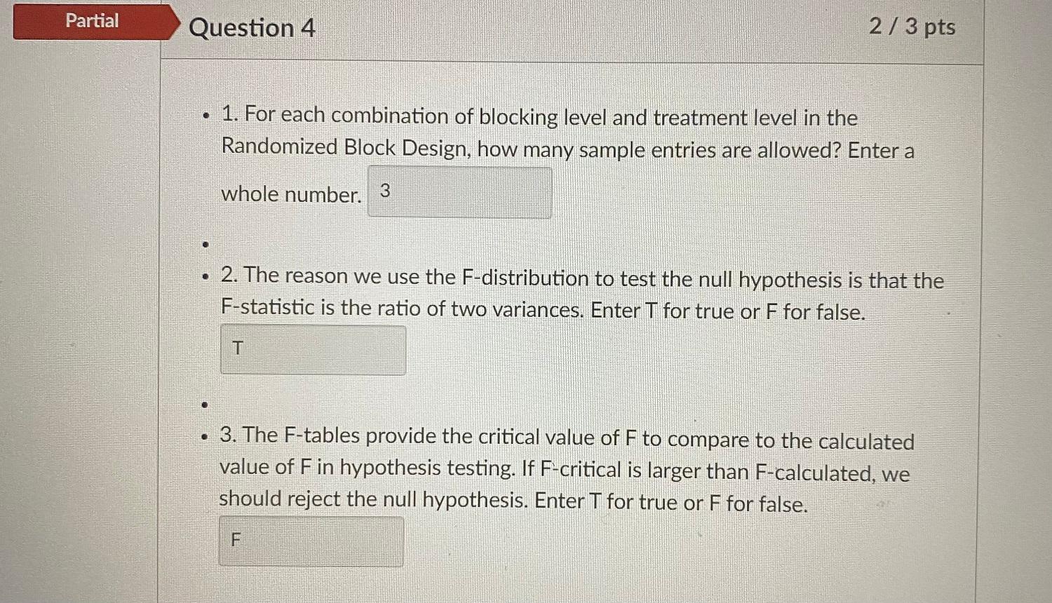Solved Partial Question 4 2/3 pts 1. For each combination of | Chegg.com