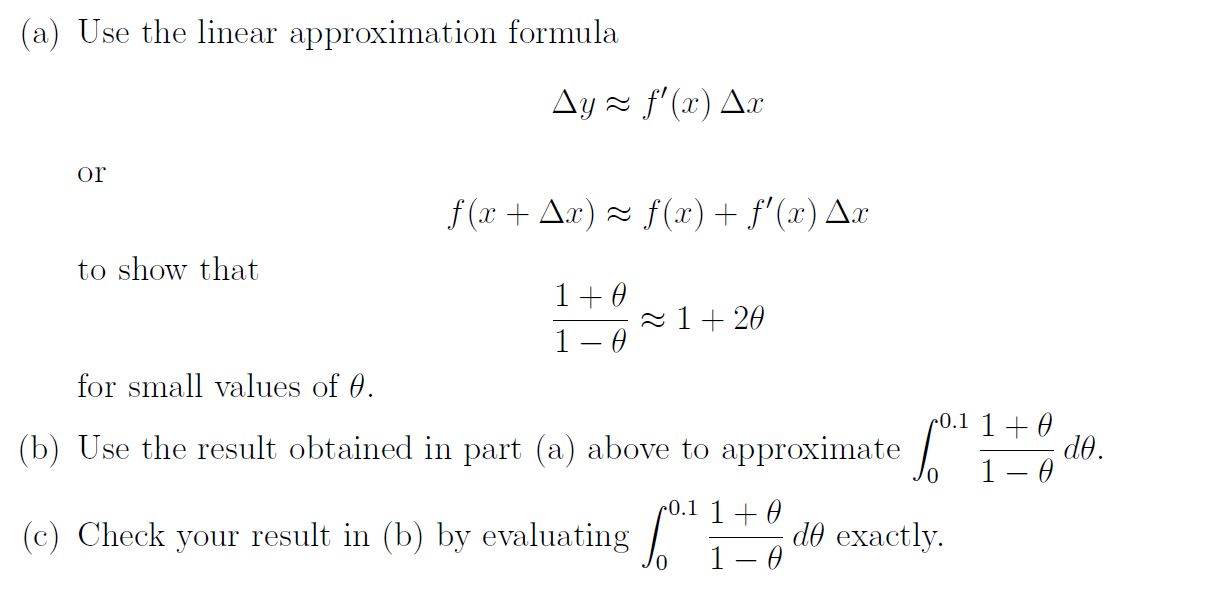 Solved A Use The Linear Approximation Formula Ayf C A Chegg Com