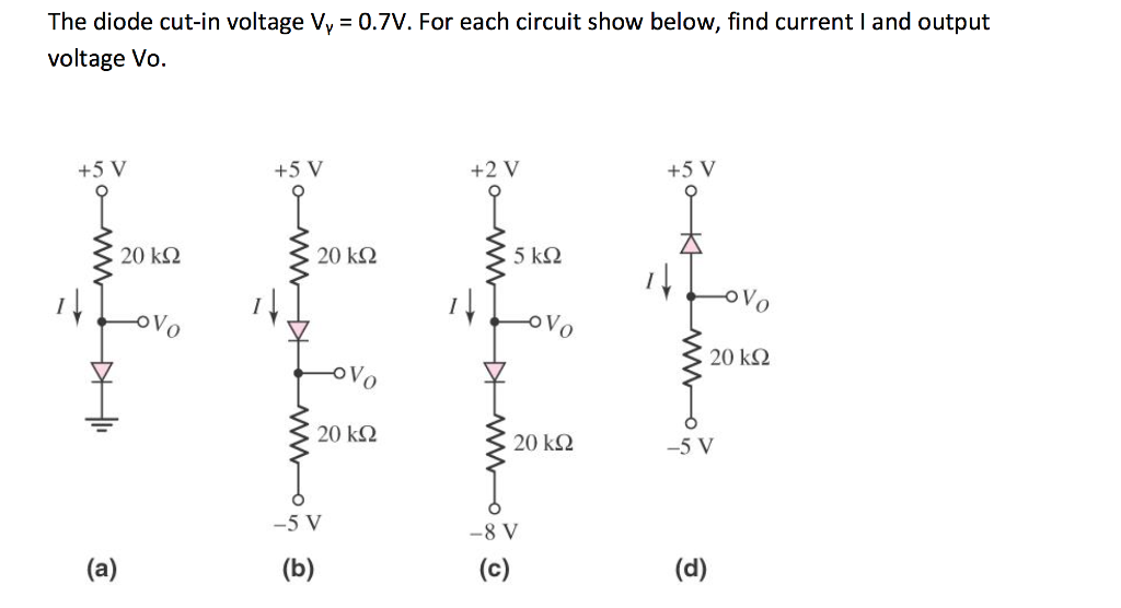 Solved The diode cutin voltage Vy 0.7V. For each circuit