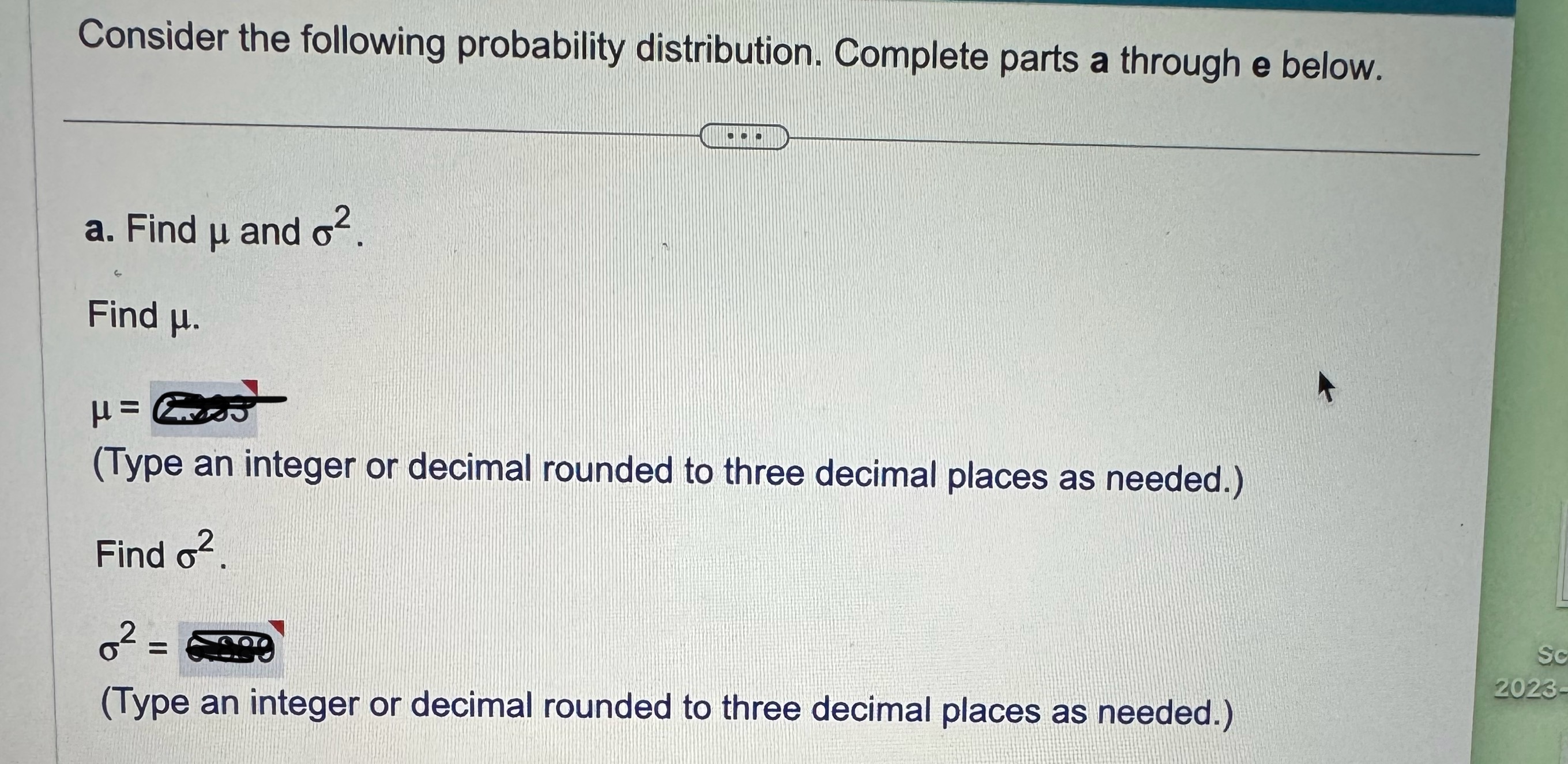 Solved Consider The Following Probability Distribution. | Chegg.com