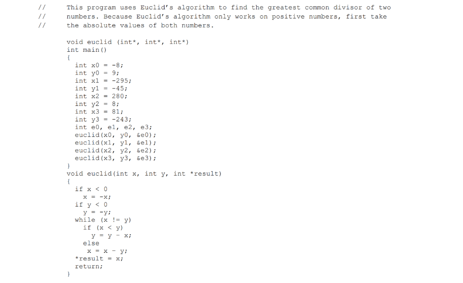 Solved This Program Uses Euclid's Algorithm To Find The | Chegg.com