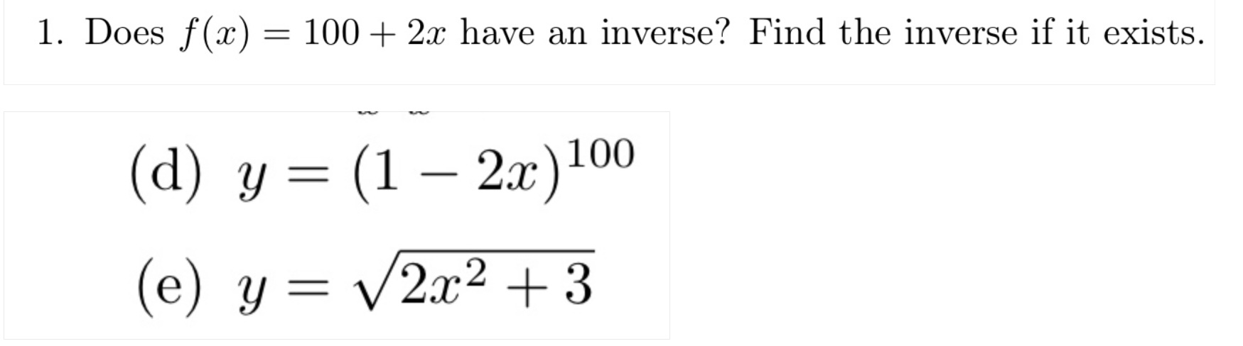 inverse of y 100 x 2