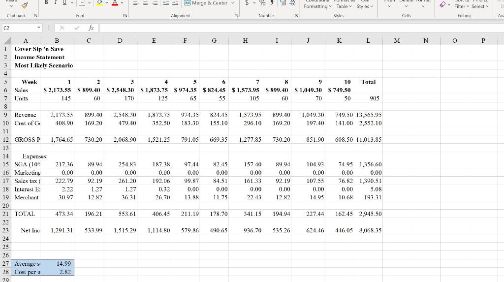 Calculate the NPV and IRR for Cover Sip’nSave. Show | Chegg.com