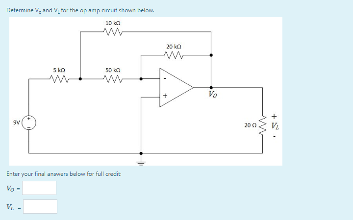 Solved Determine V. and V for the op amp circuit shown | Chegg.com
