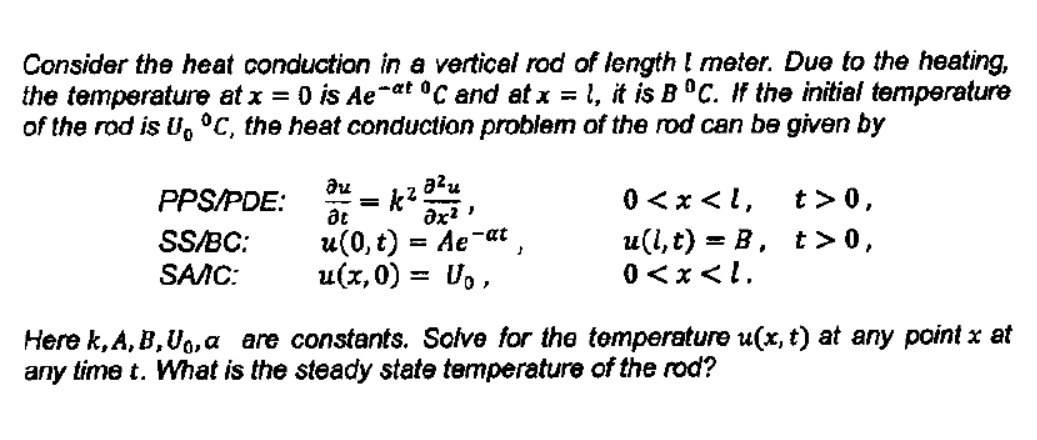 Partial Differential Equations (PDE) Problem: Heat | Chegg.com