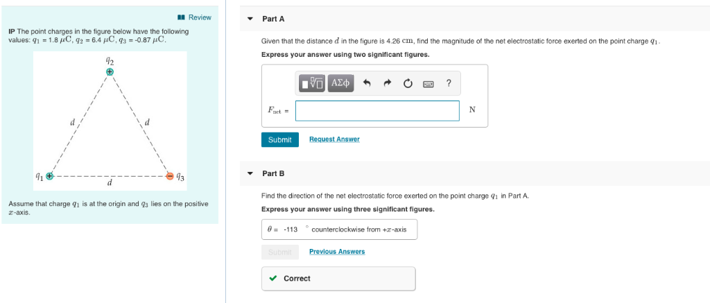 Solved Review Part A IP The point charges in the figure | Chegg.com