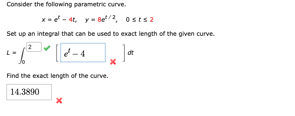 Solved Consider the following parametric curve. | Chegg.com