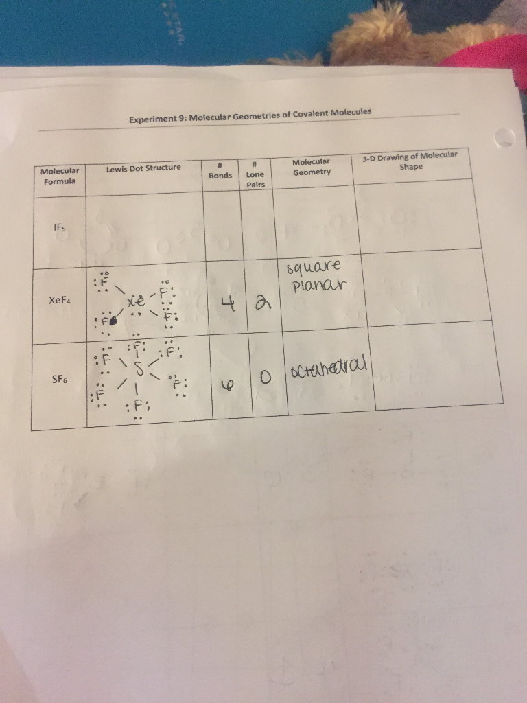 Solved Experiment 9 Molecular Geometries Of Covalent Chegg Com