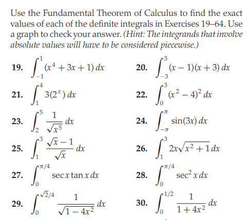 Solved Use The Fundamental Theorem Of Calculus To Find The | Chegg.com