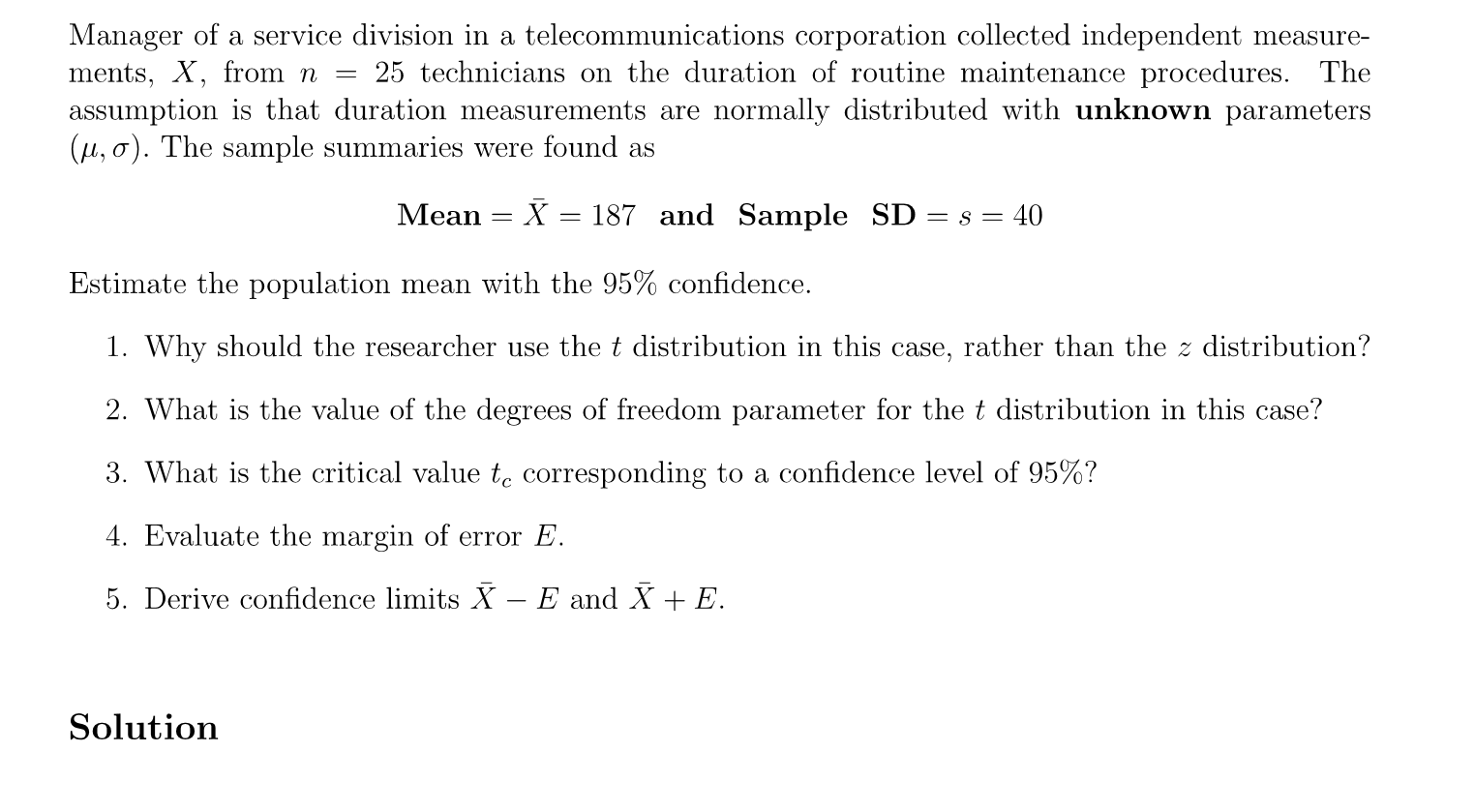 Solved Manager Of A Service Division In A Telecommunica Chegg Com