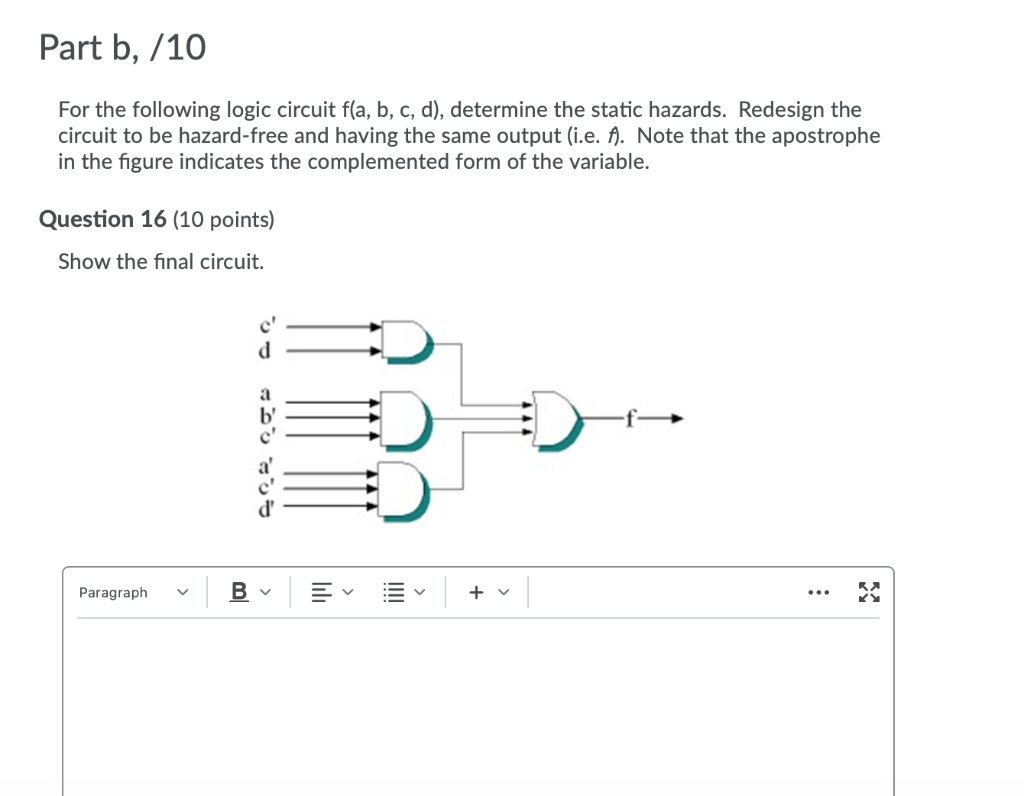 Solved Part B, /10 For The Following Logic Circuit F(a, B, | Chegg.com