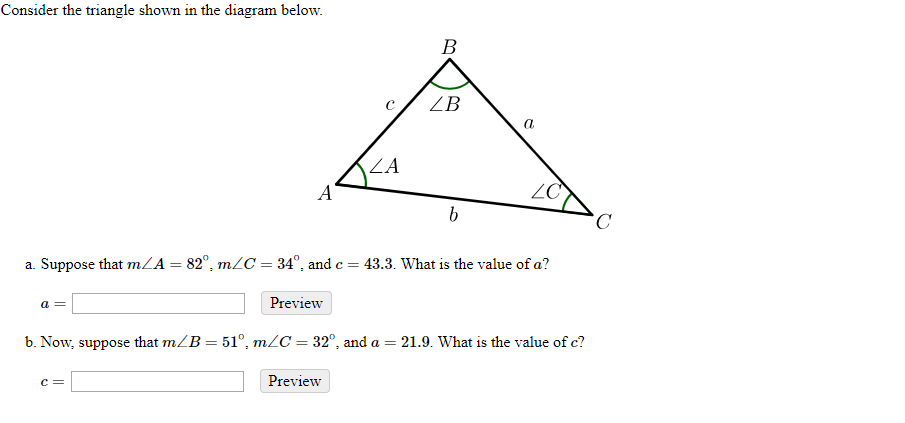 Solved Consider The Triangle Shown In The Diagram Below. C / | Chegg.com