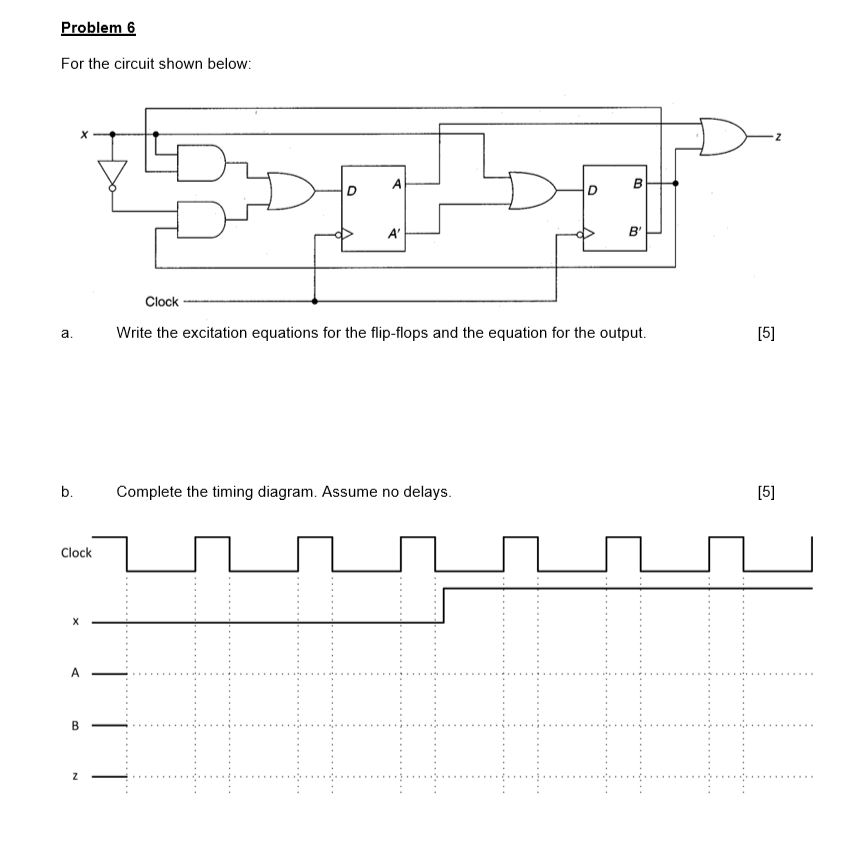 Solved Problem 6 For the circuit shown below: Clock a. Write | Chegg.com