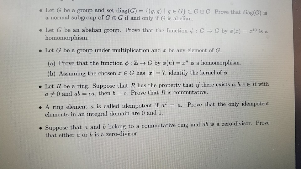 Solved . Let G Be A Group And Set Diag(G)-{(g, G) I G E G} C | Chegg.com